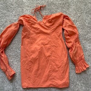 Revolve More to Come long sleeve Orange Off-Shoulder Dress